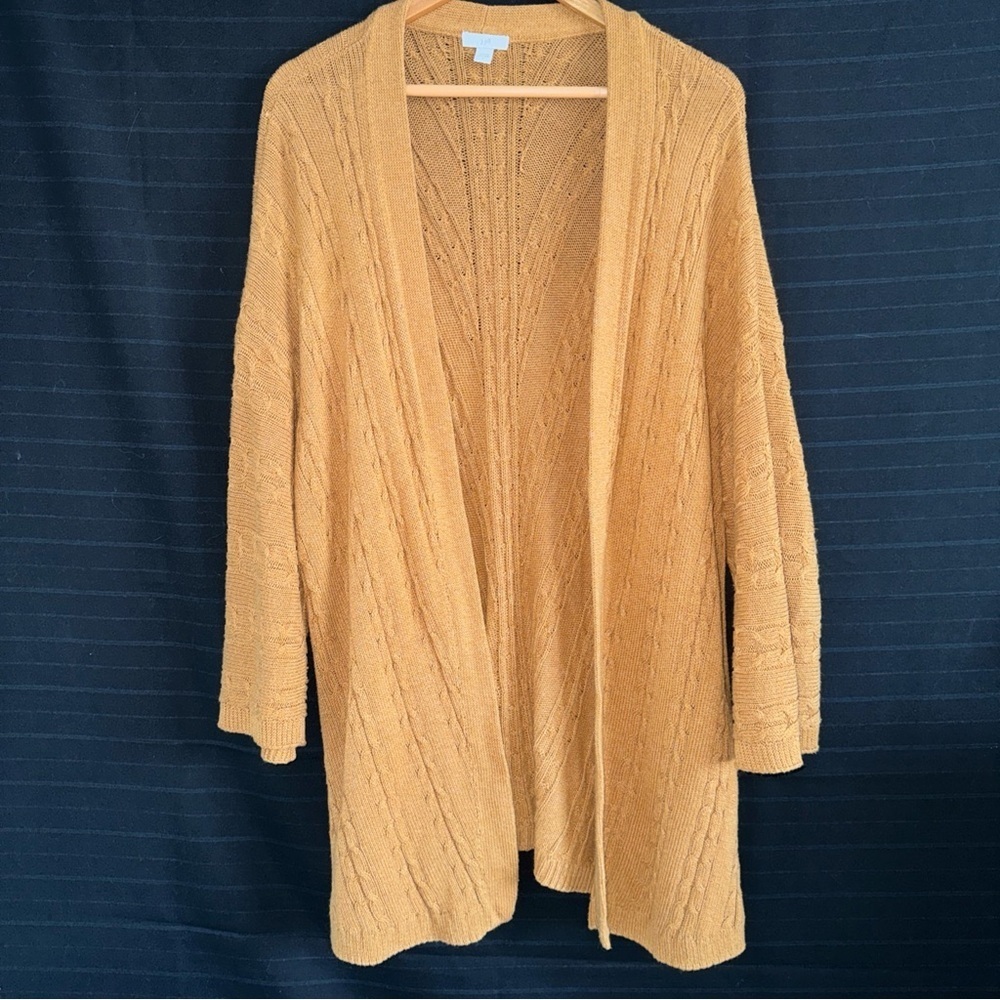 J Jill Cozy Kimono Cardigan Sweater Women’s Size L Open Front Braided Cable Knit